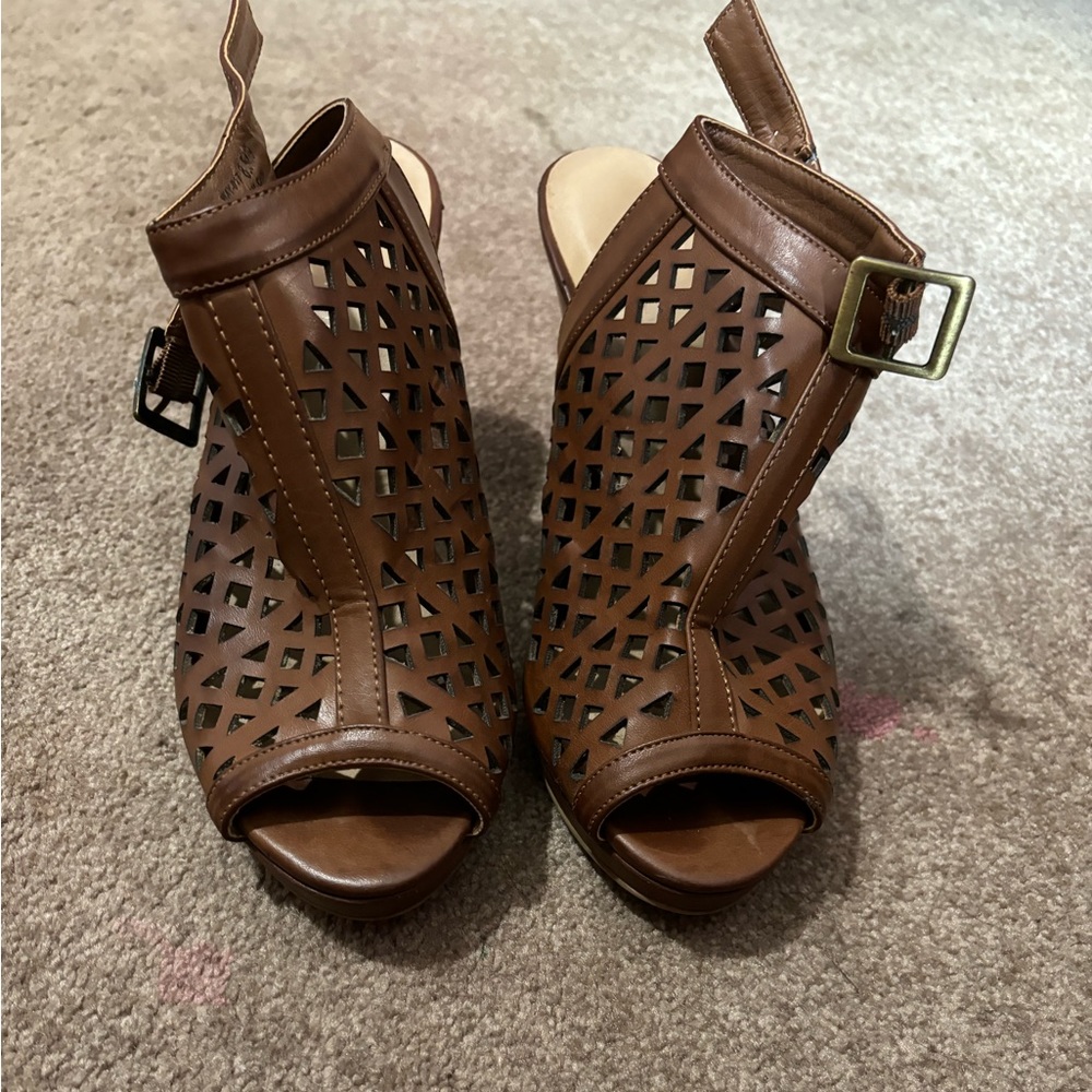 brown ankle strap heels